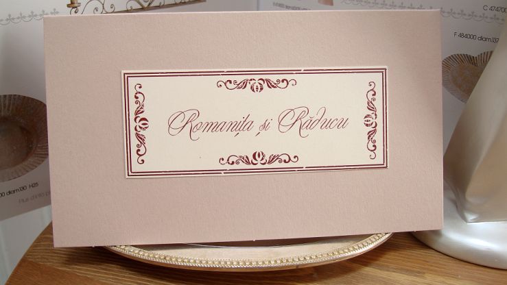 Card de bani pentru nunta cu eticheta crem cu design vintage