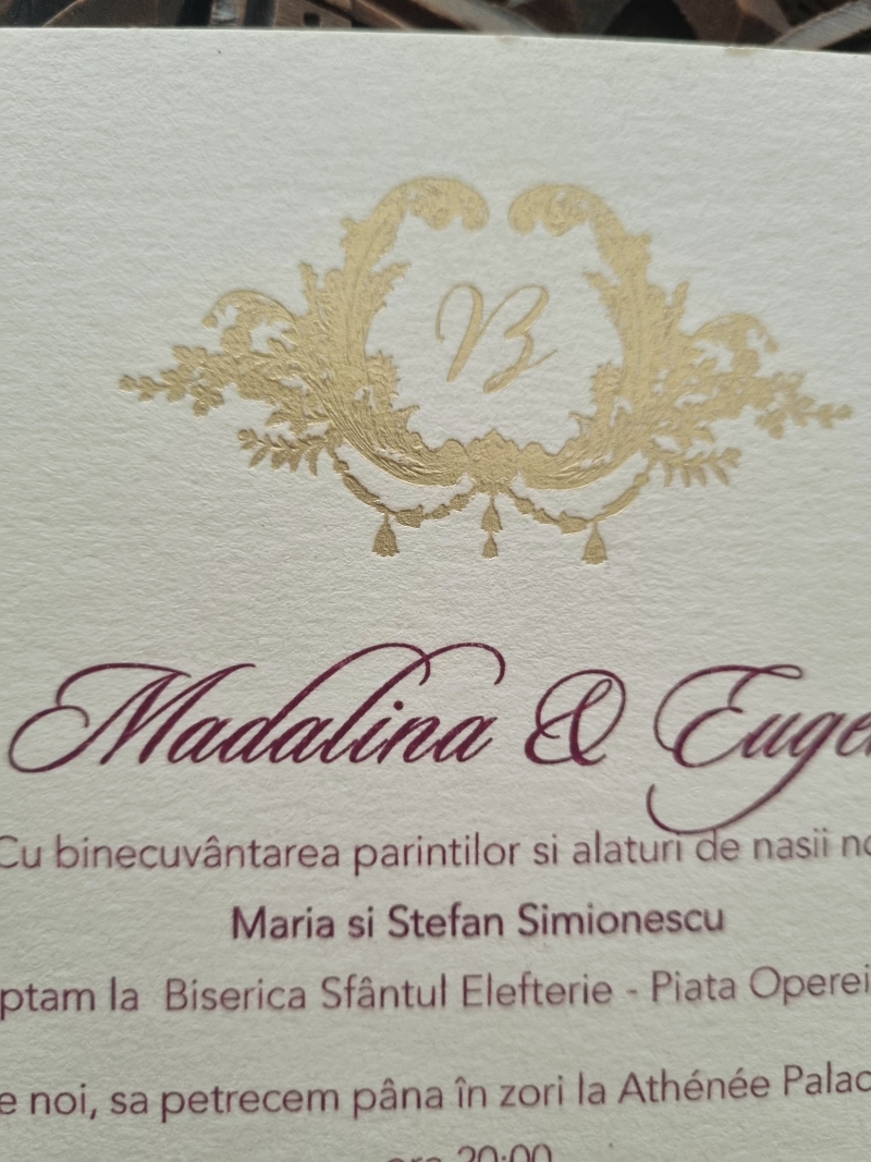Invitație nunta cu plic catifea verde olive - poza 5
