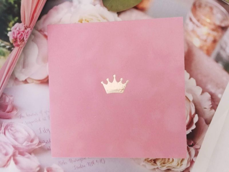 Invitatie botez catifea roz princess - poza 1