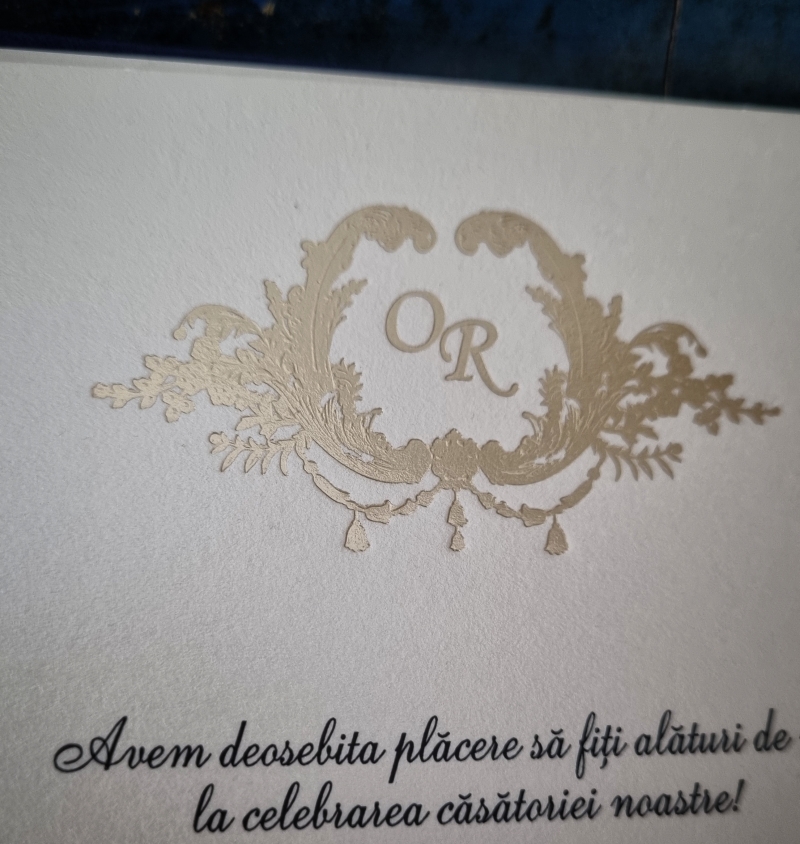 Invitatie nunta cu plic catifea albastru - poza 4