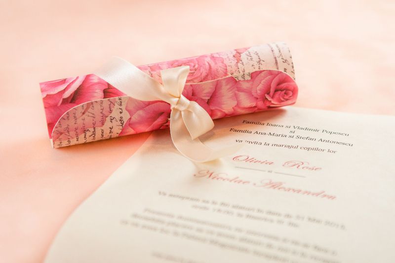 Invitatie nunta eleganta cu trandafiri - poza 3