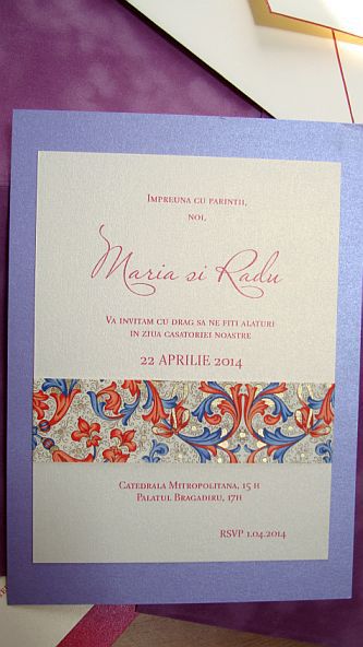 Invitatie nunta lila sidefat - poza 4