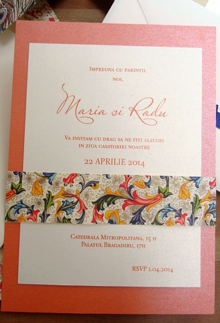 Invitatie nunta orange, auriu, ivoire - poza 5