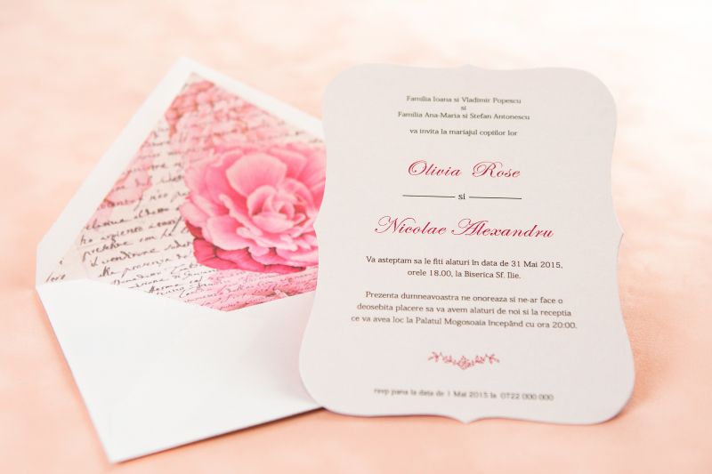 Invitatie nunta vintage cu trandafiri - poza 1