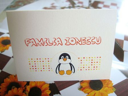 card masa cu pinguin haios