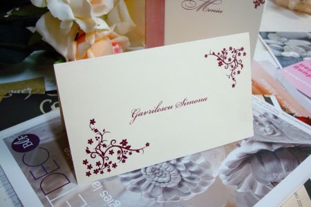 Plic de multumire nunta design cu flori grena - poza 1